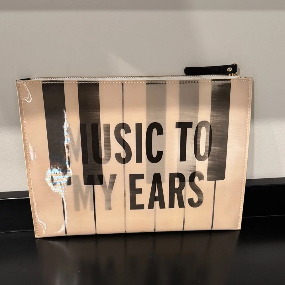 kate spade Black & Cream 'Music To My Ears' Vinyl Lenticular Pouch